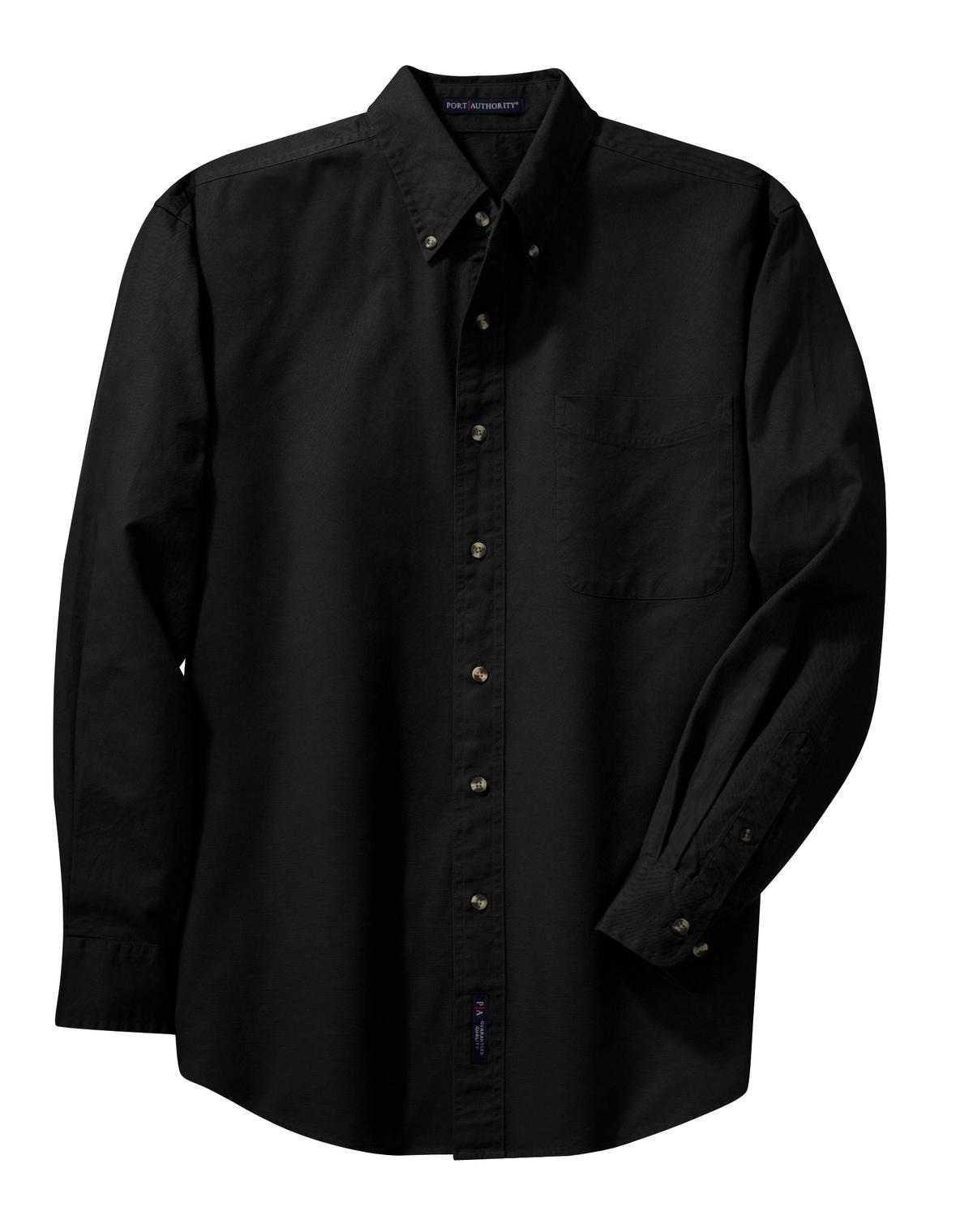 Port Authority TLS600T Tall Long Sleeve Twill Shirt - Black - HIT a Double - 1