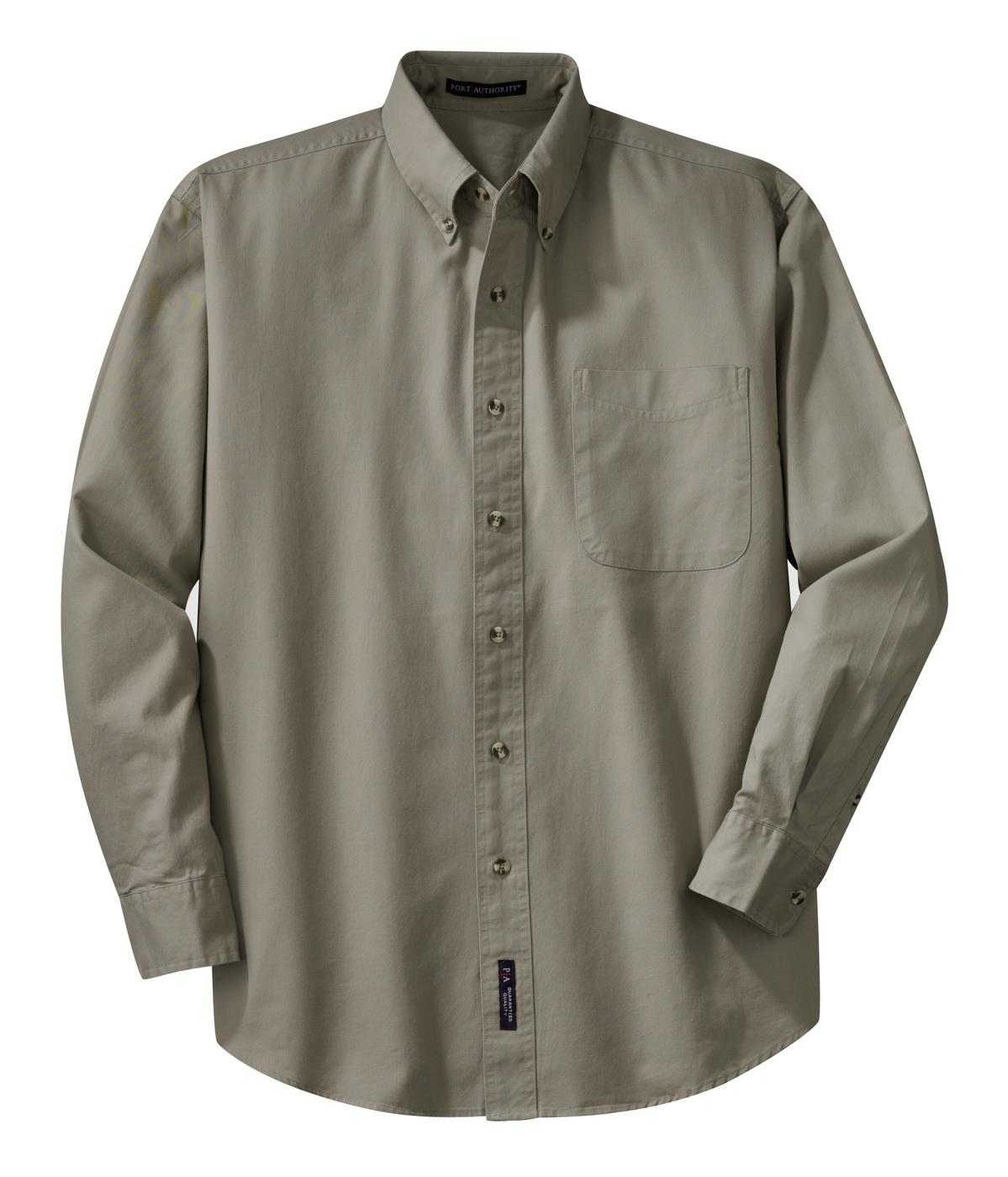 Port Authority TLS600T Tall Long Sleeve Twill Shirt - Khaki - HIT a Double - 1