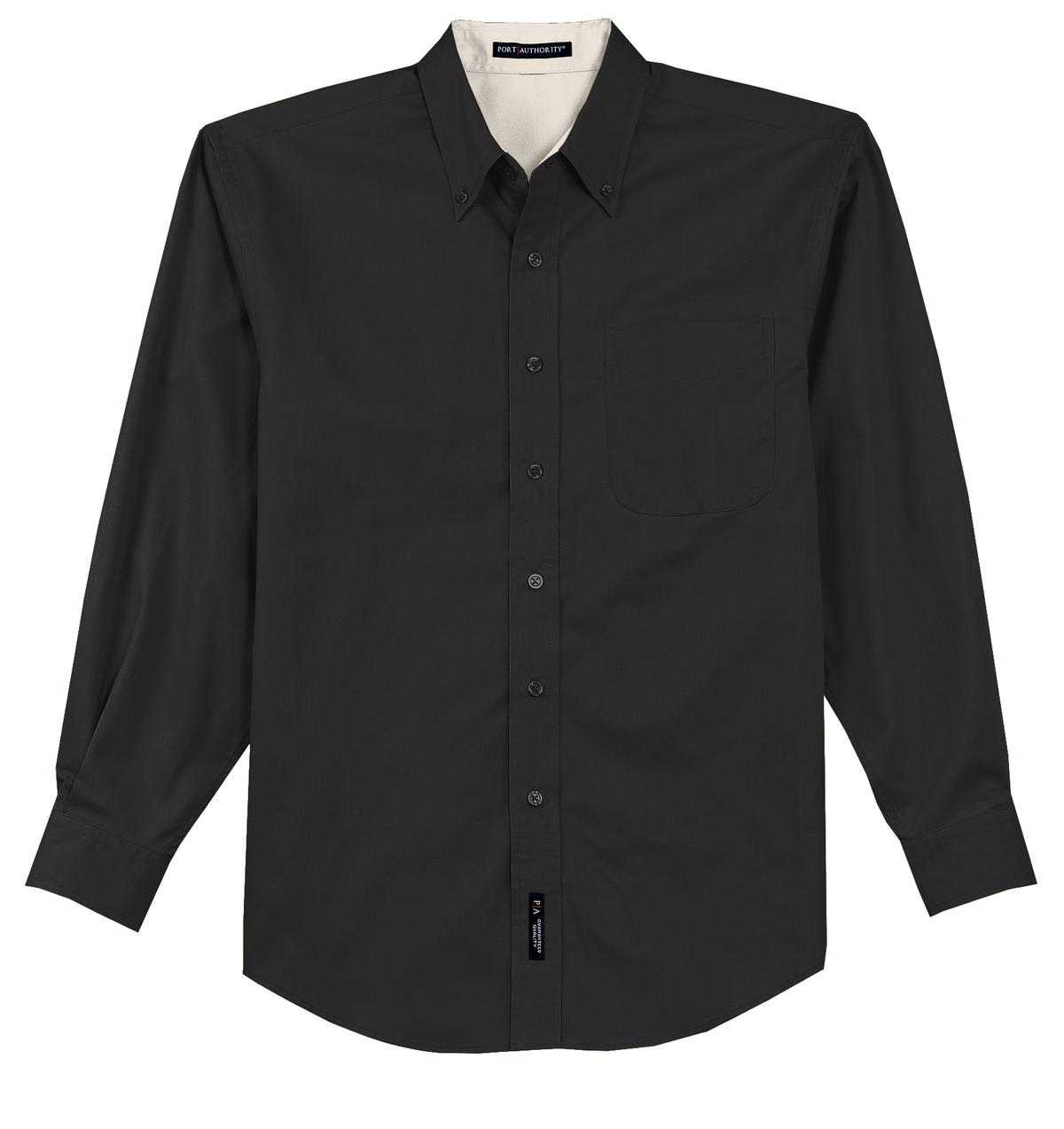 Port Authority TLS608 Tall Long Sleeve Easy Care Shirt - Black Light Stone - HIT a Double - 5