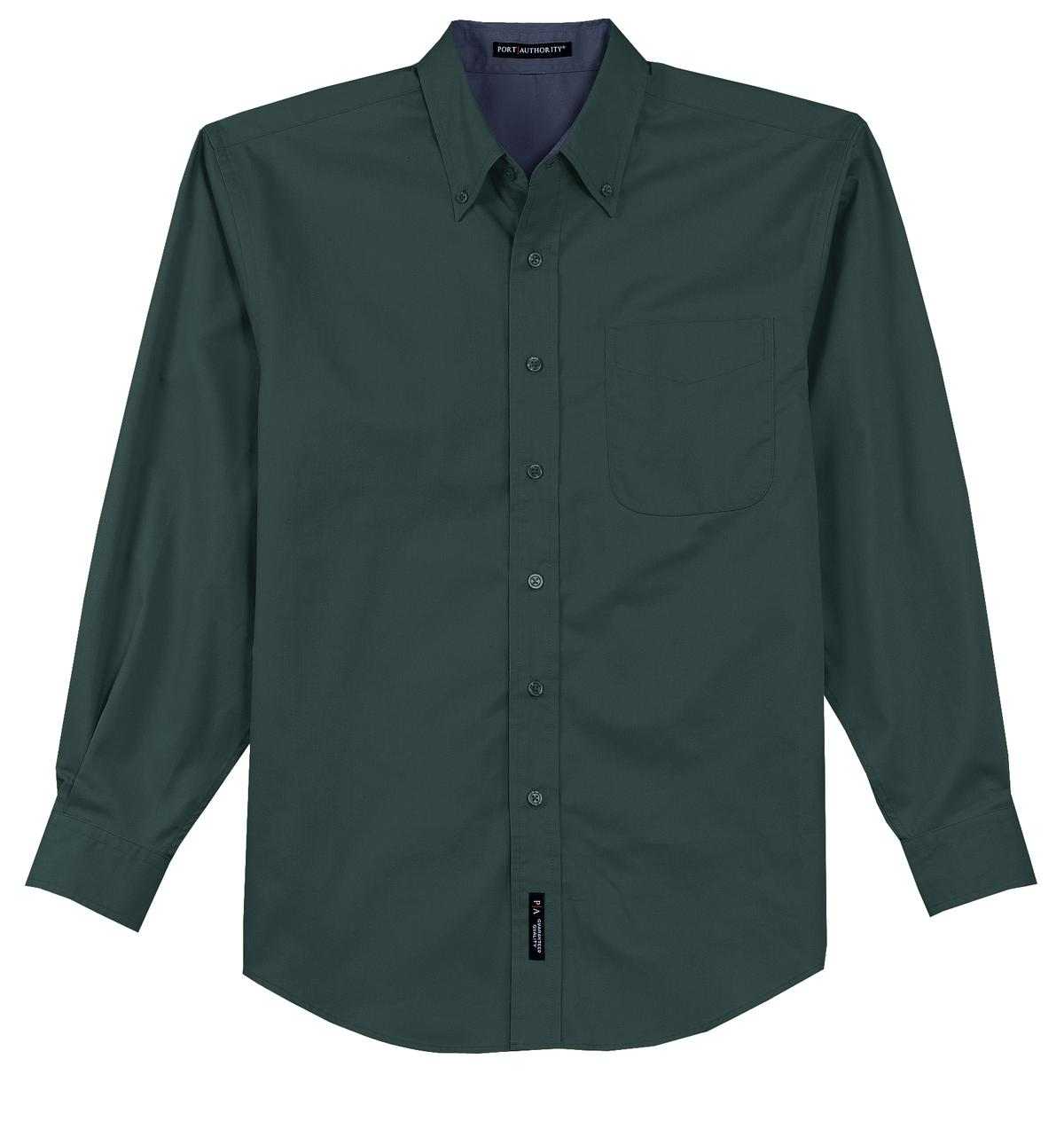 Port Authority TLS608 Tall Long Sleeve Easy Care Shirt - Dark Green Navy - HIT a Double - 5