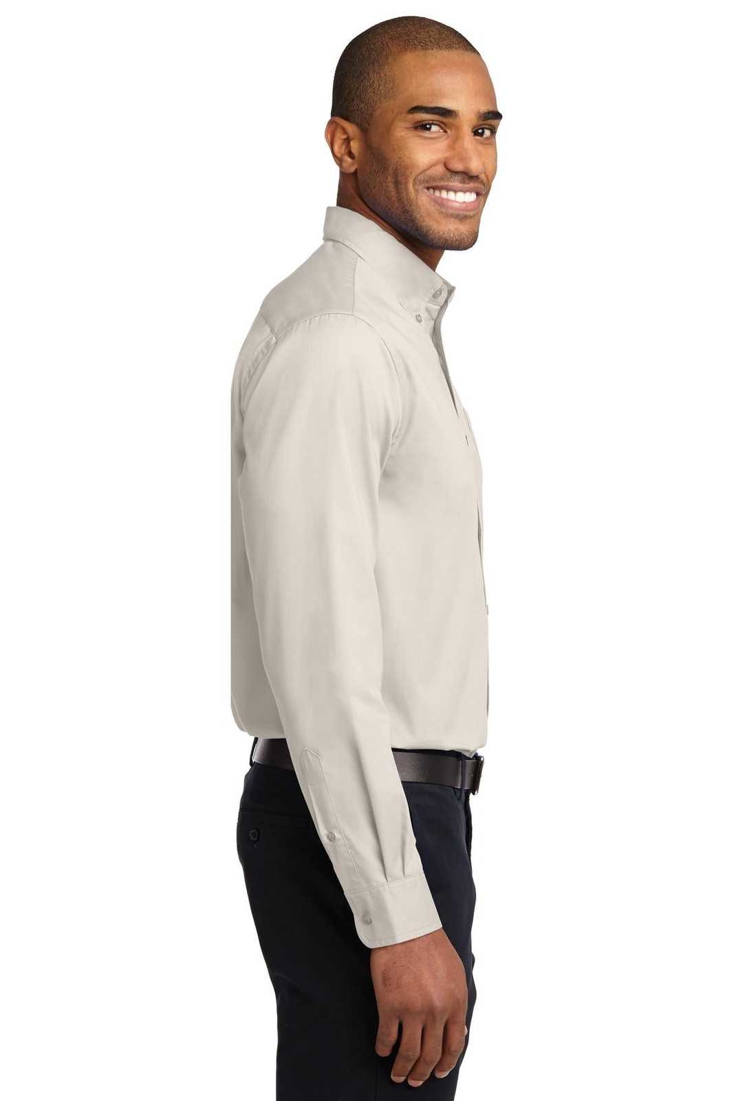 Port Authority TLS608 Tall Long Sleeve Easy Care Shirt - Light Stone Classic Navy - HIT a Double - 3