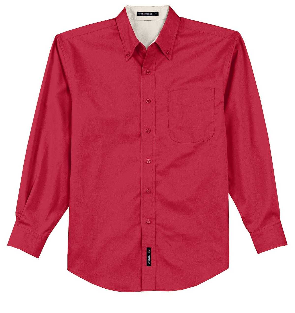 Port Authority TLS608 Tall Long Sleeve Easy Care Shirt - Red Light Stone - HIT a Double - 5