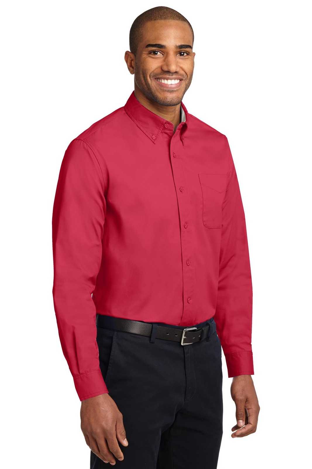 Port Authority TLS608 Tall Long Sleeve Easy Care Shirt - Red Light Stone - HIT a Double - 4