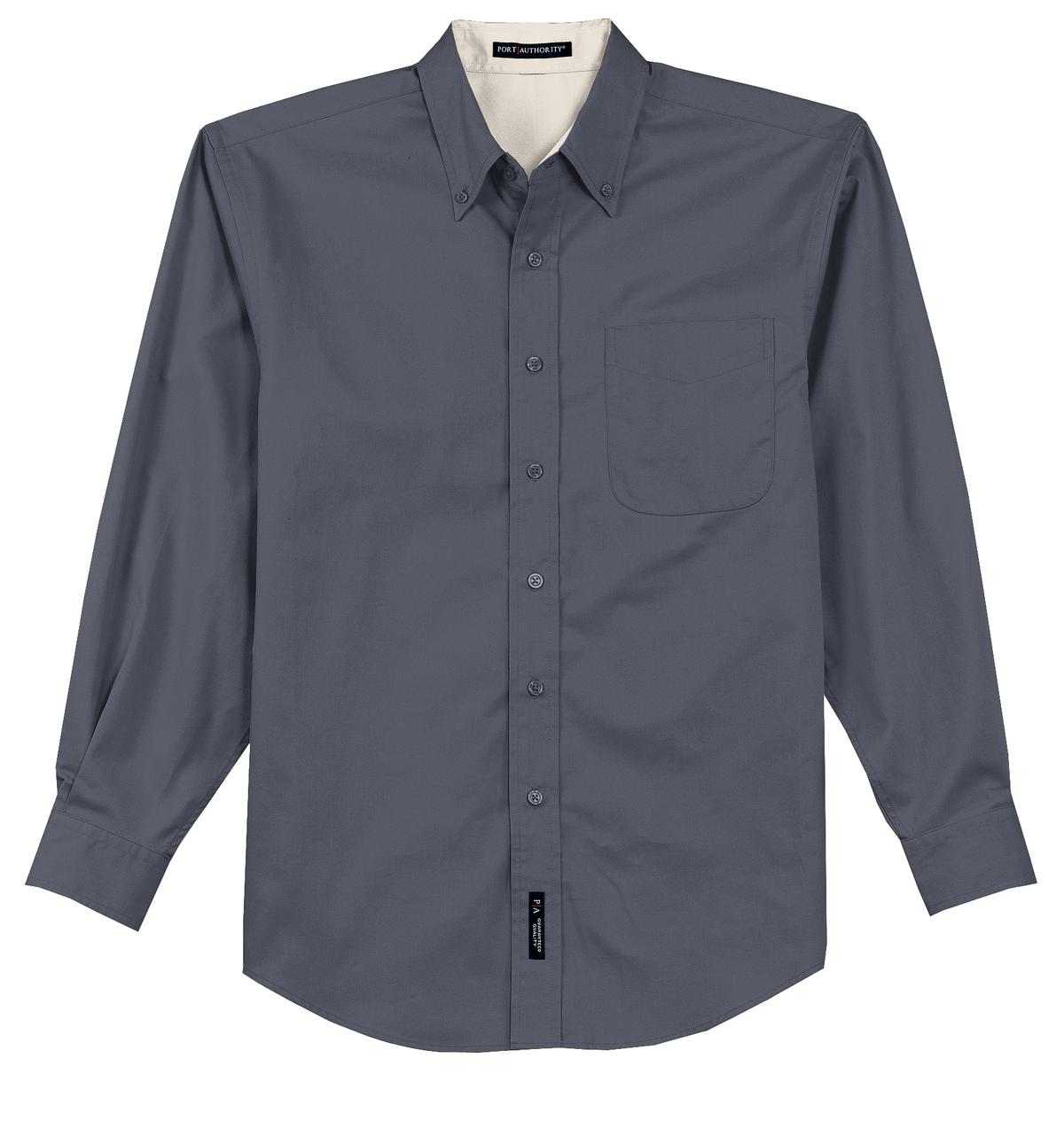 Port Authority TLS608 Tall Long Sleeve Easy Care Shirt - Steel Gray Light Stone - HIT a Double - 5