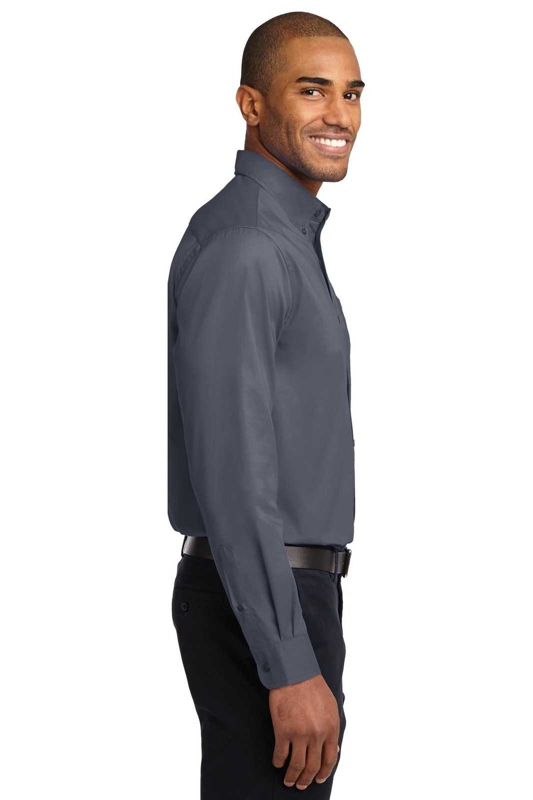 Port Authority TLS608 Tall Long Sleeve Easy Care Shirt - Steel Gray Light Stone - HIT a Double - 3