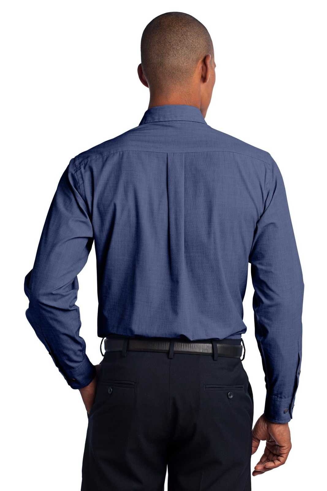 Port Authority TLS640 Tall Crosshatch Easy Care Shirt - Deep Blue - HIT a Double - 2