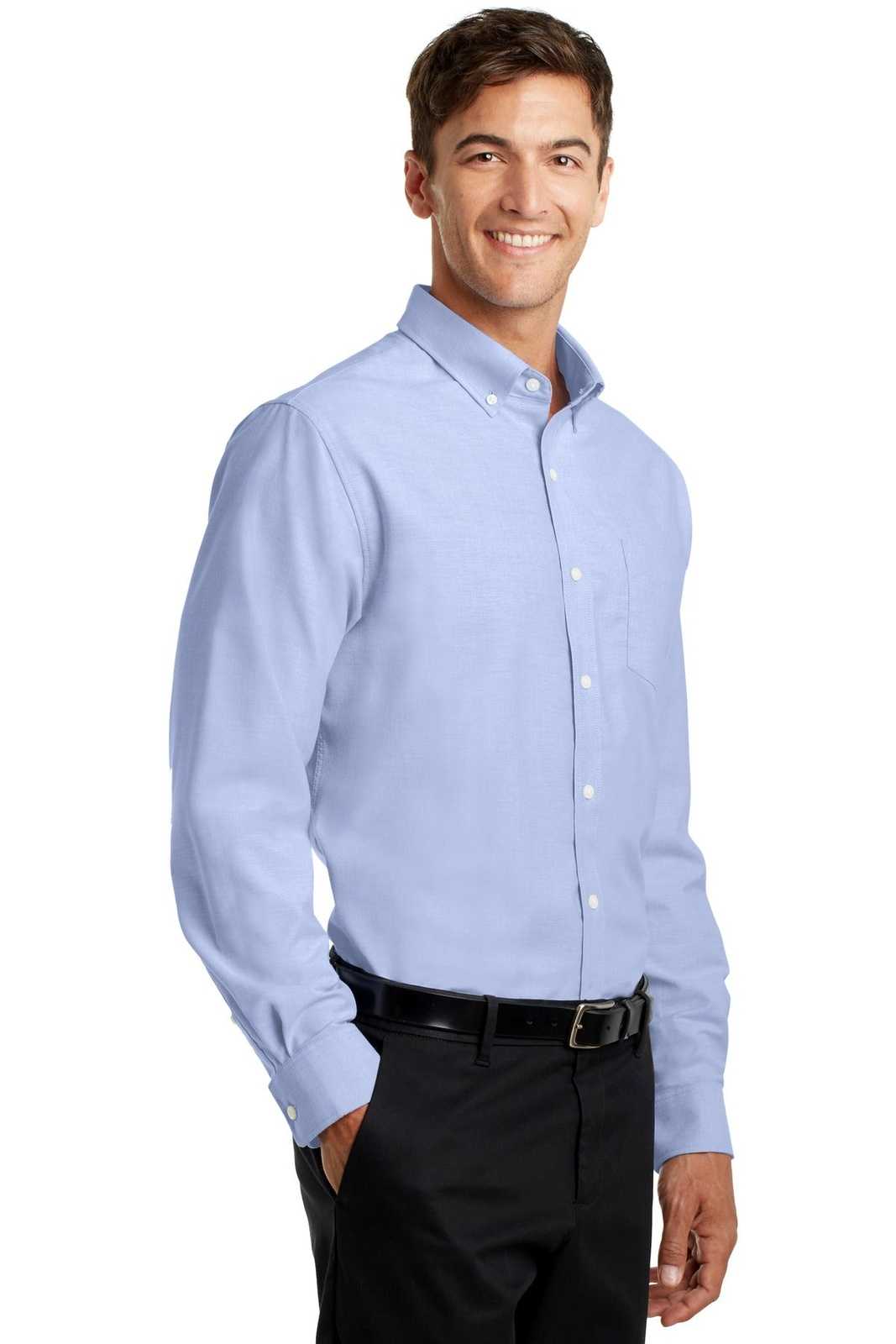 Port Authority TS658 Tall Superpro Oxford Shirt - Oxford Blue - HIT a Double - 4