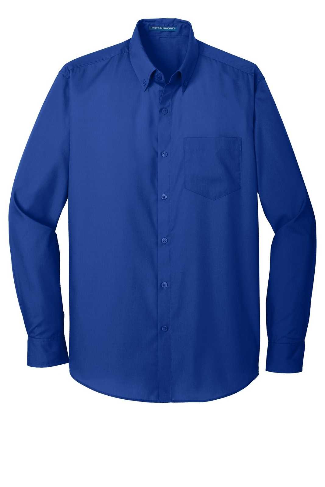Port Authority TW100 Tall Long Sleeve Carefree Poplin Shirt - True Royal - HIT a Double - 5