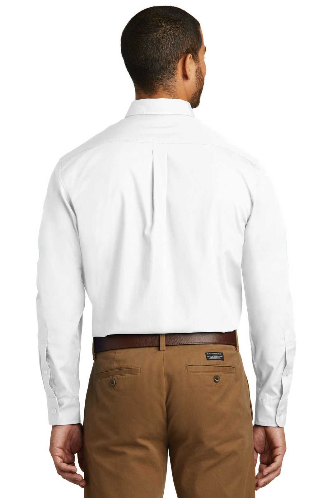 Port Authority TW100 Tall Long Sleeve Carefree Poplin Shirt - White - HIT a Double - 2