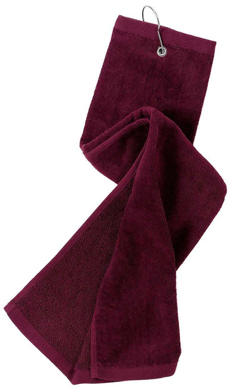 Port Authority TW50 Grommeted Tri-Fold Golf Towel - Maroon - HIT a Double - 1