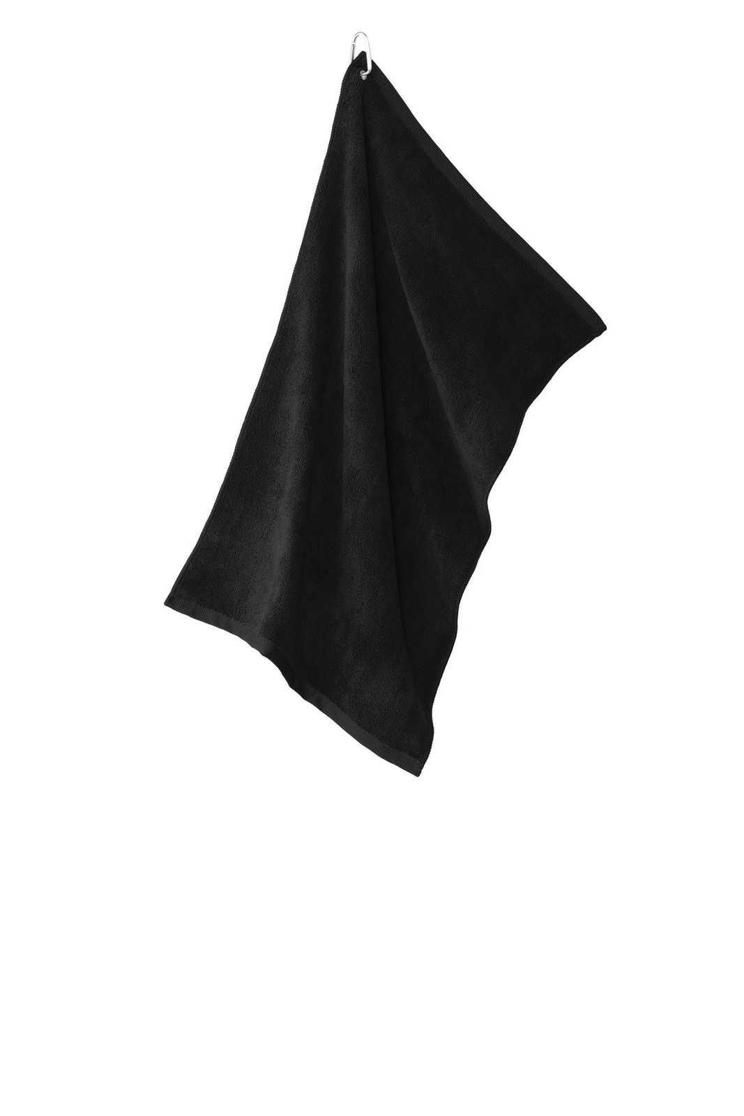 Port Authority TW530 Grommeted Microfiber Golf Towel - Black - HIT a Double - 1