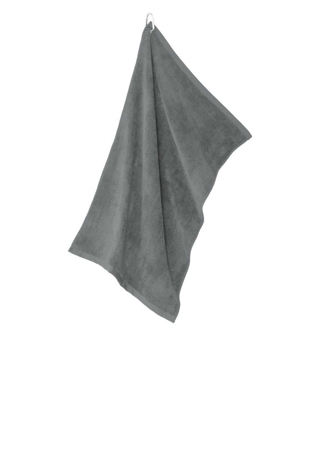 Port Authority TW530 Grommeted Microfiber Golf Towel - Deep Smoke - HIT a Double - 1