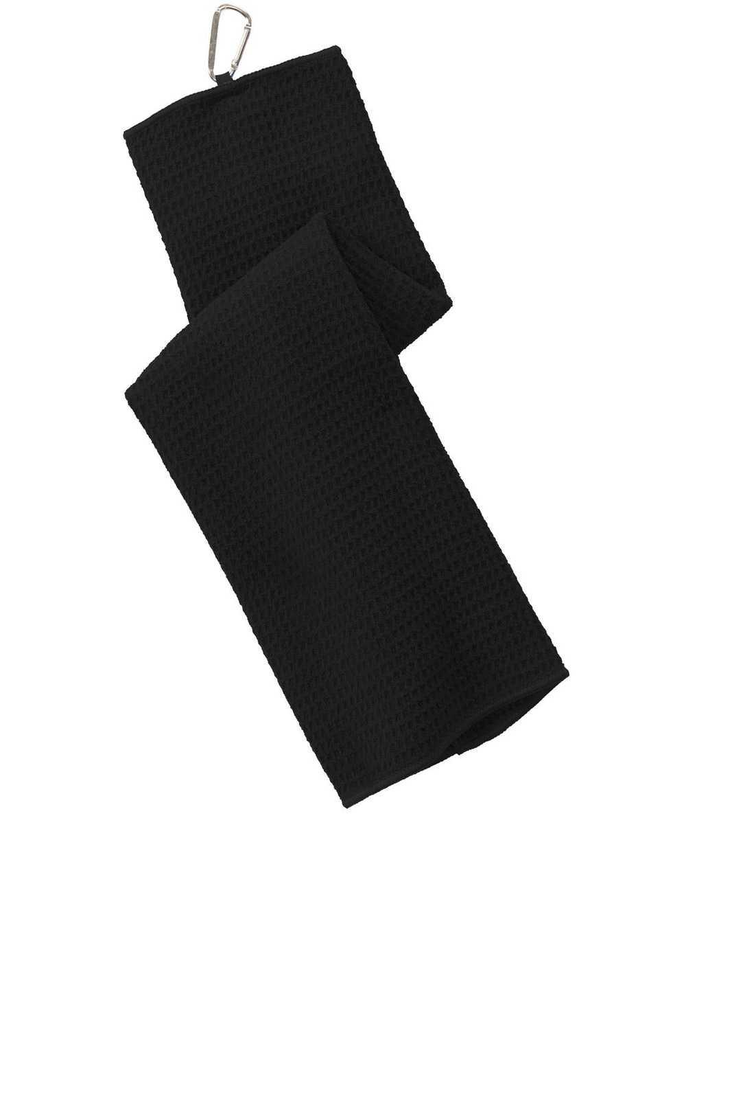 Port Authority TW60 Waffle Microfiber Golf Towel - Black - HIT a Double - 1