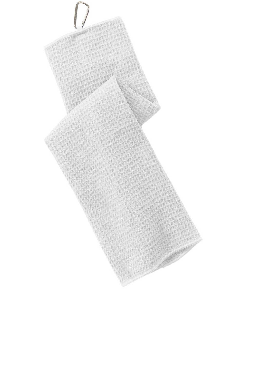 Port Authority TW60 Waffle Microfiber Golf Towel - White - HIT a Double - 1