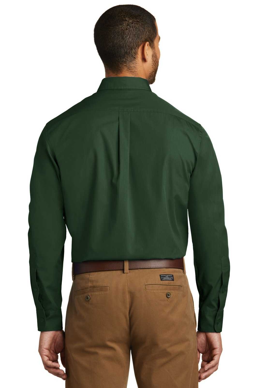 Port Authority W100 Long Sleeve Carefree Poplin Shirt - Deep Forest Green - HIT a Double - 2