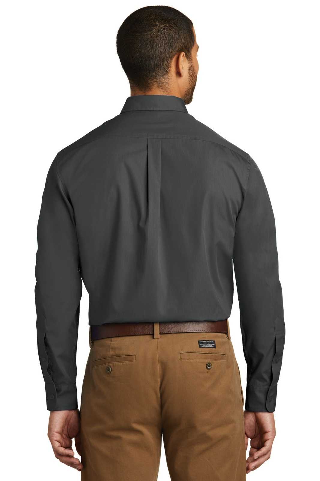 Port Authority W100 Long Sleeve Carefree Poplin Shirt - Graphite - HIT a Double - 2