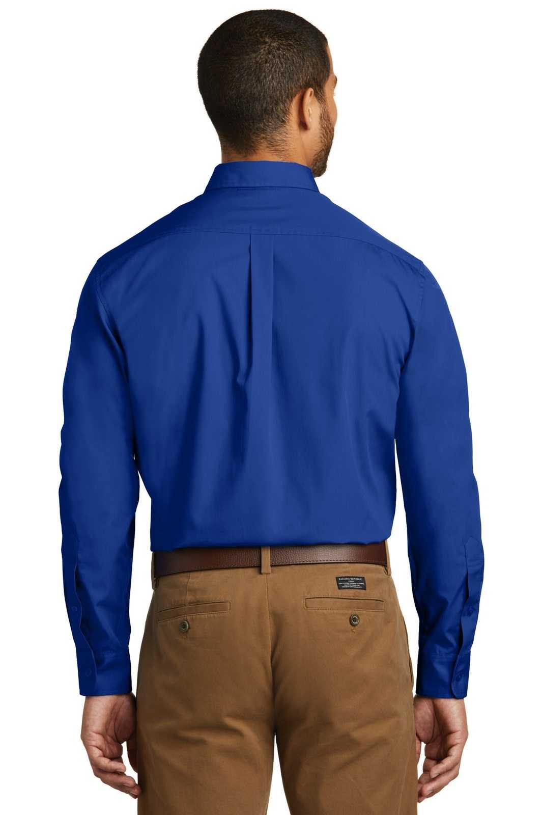 Port Authority W100 Long Sleeve Carefree Poplin Shirt - True Royal - HIT a Double - 2