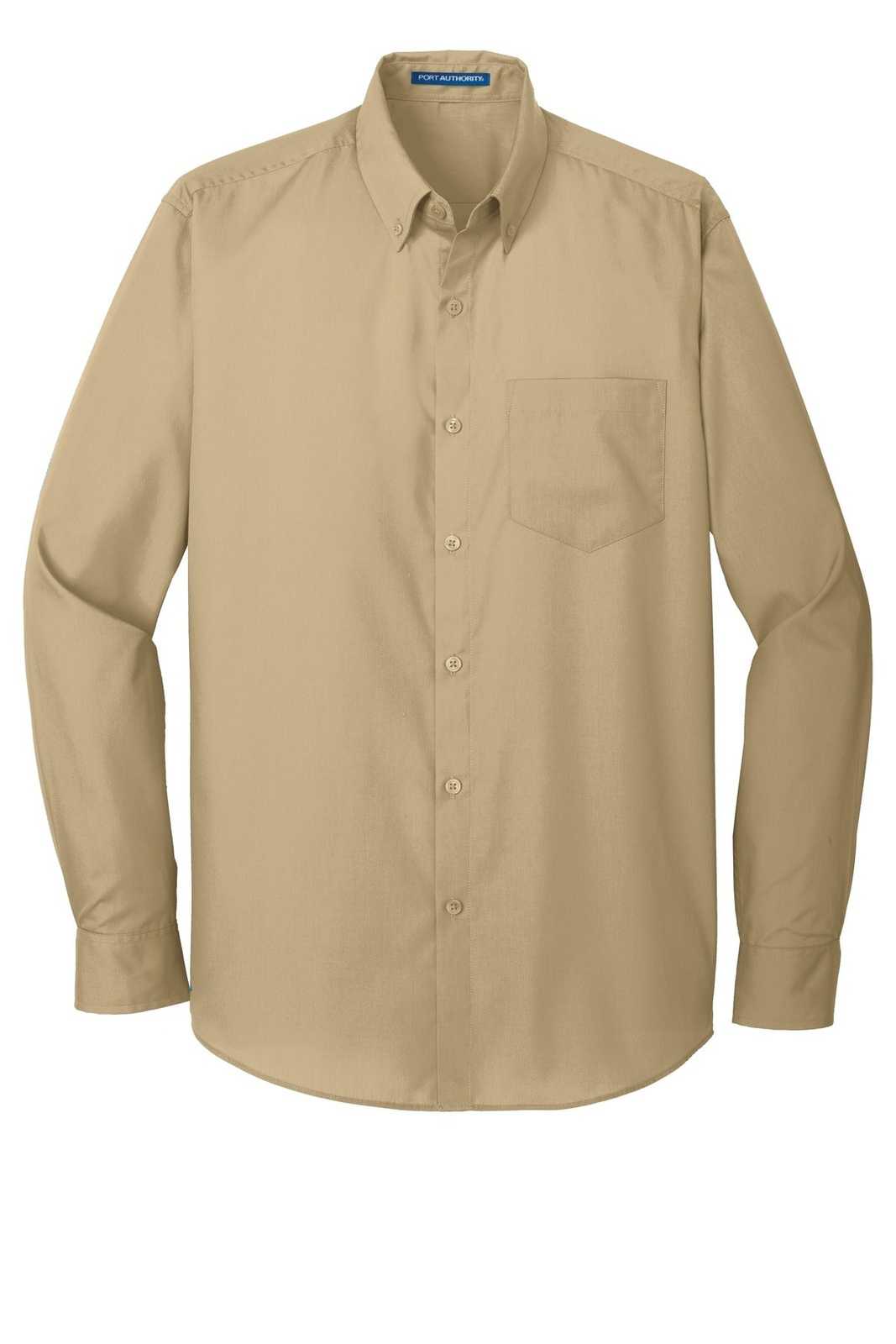 Port Authority W100 Long Sleeve Carefree Poplin Shirt - Wheat - HIT a Double - 5