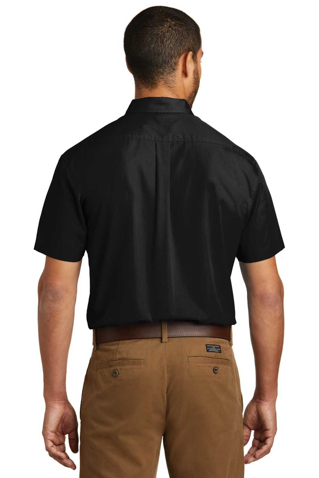 Port Authority W101 Short Sleeve Carefree Poplin Shirt - Deep Black - HIT a Double - 2