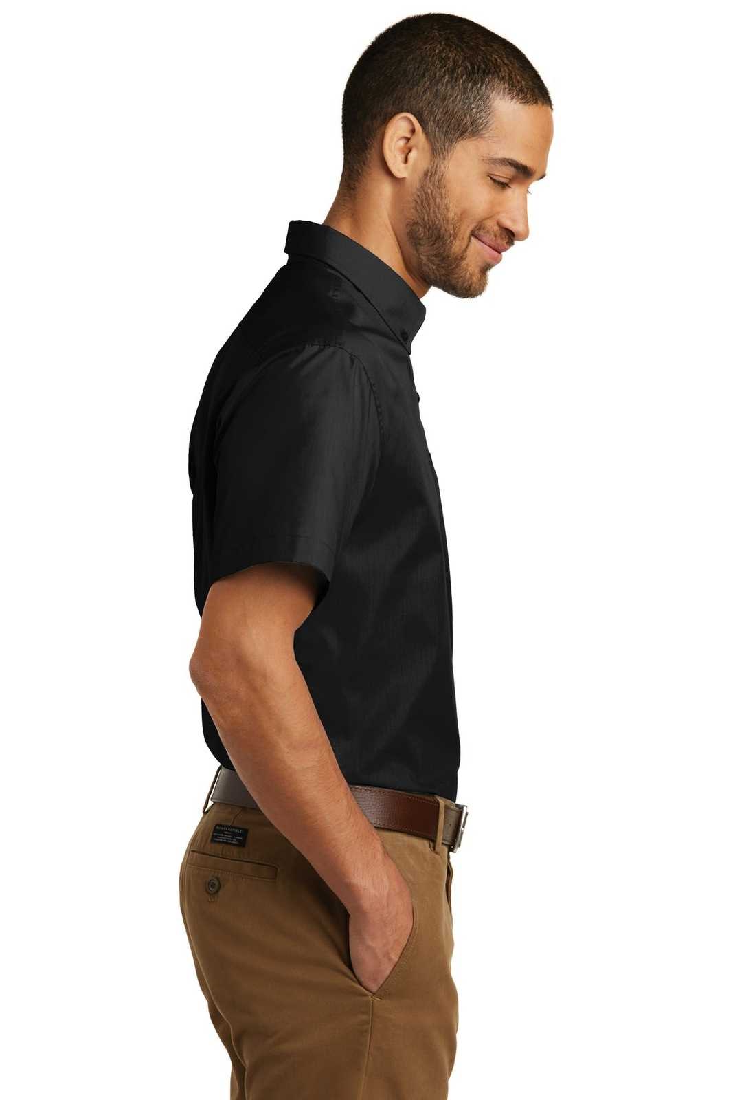 Port Authority W101 Short Sleeve Carefree Poplin Shirt - Deep Black - HIT a Double - 3