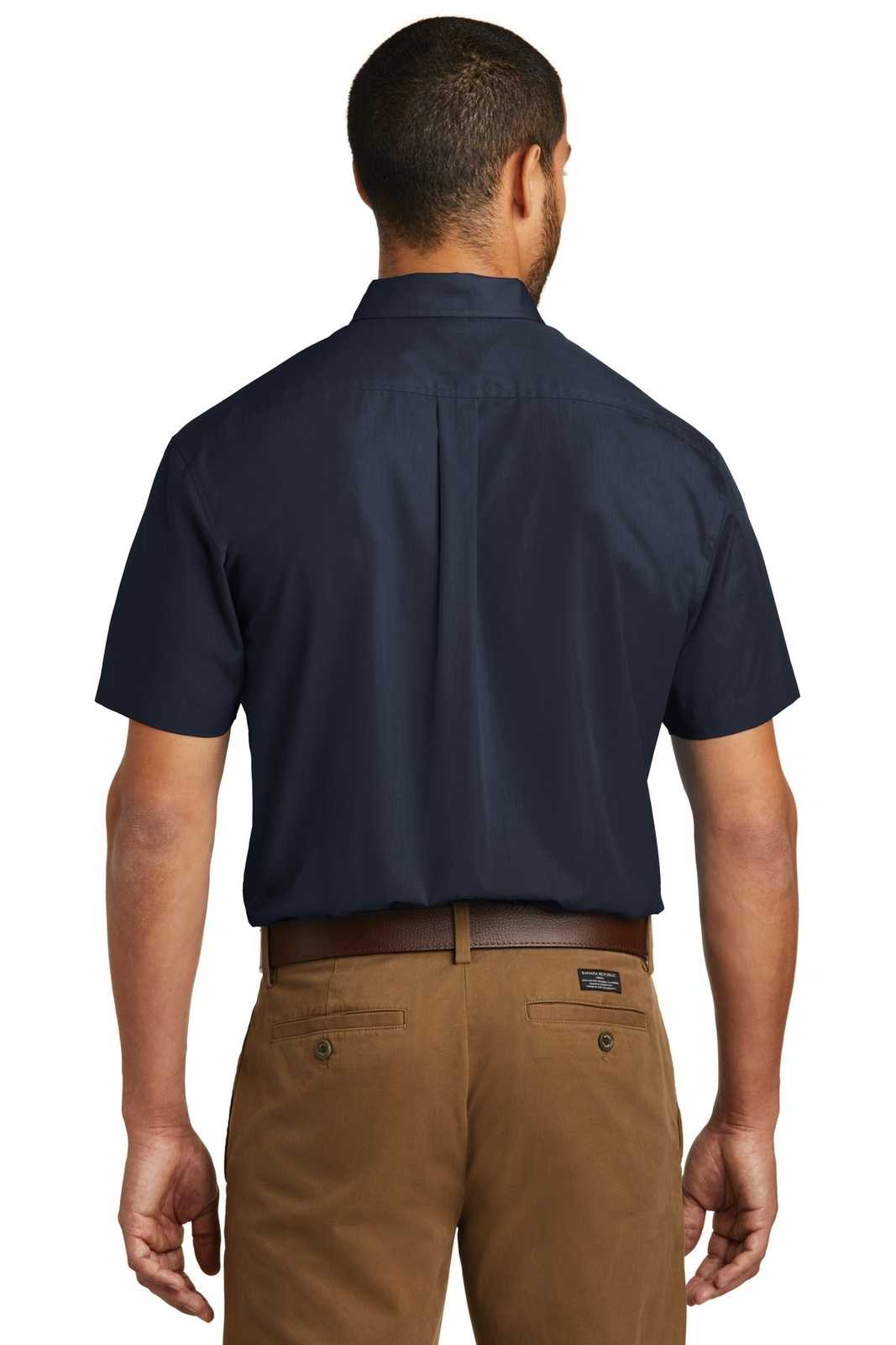 Port Authority W101 Short Sleeve Carefree Poplin Shirt - River Blue Navy - HIT a Double - 1