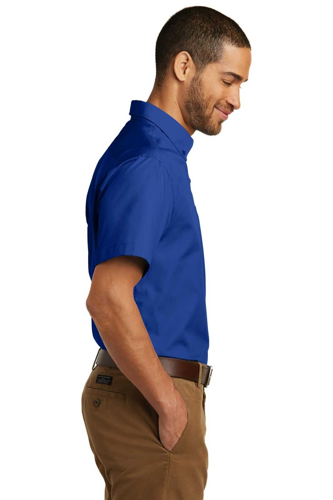 Port Authority W101 Short Sleeve Carefree Poplin Shirt - True Royal - HIT a Double - 3