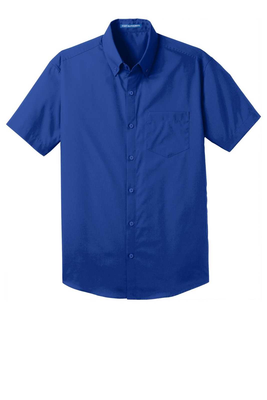 Port Authority W101 Short Sleeve Carefree Poplin Shirt - True Royal - HIT a Double - 5