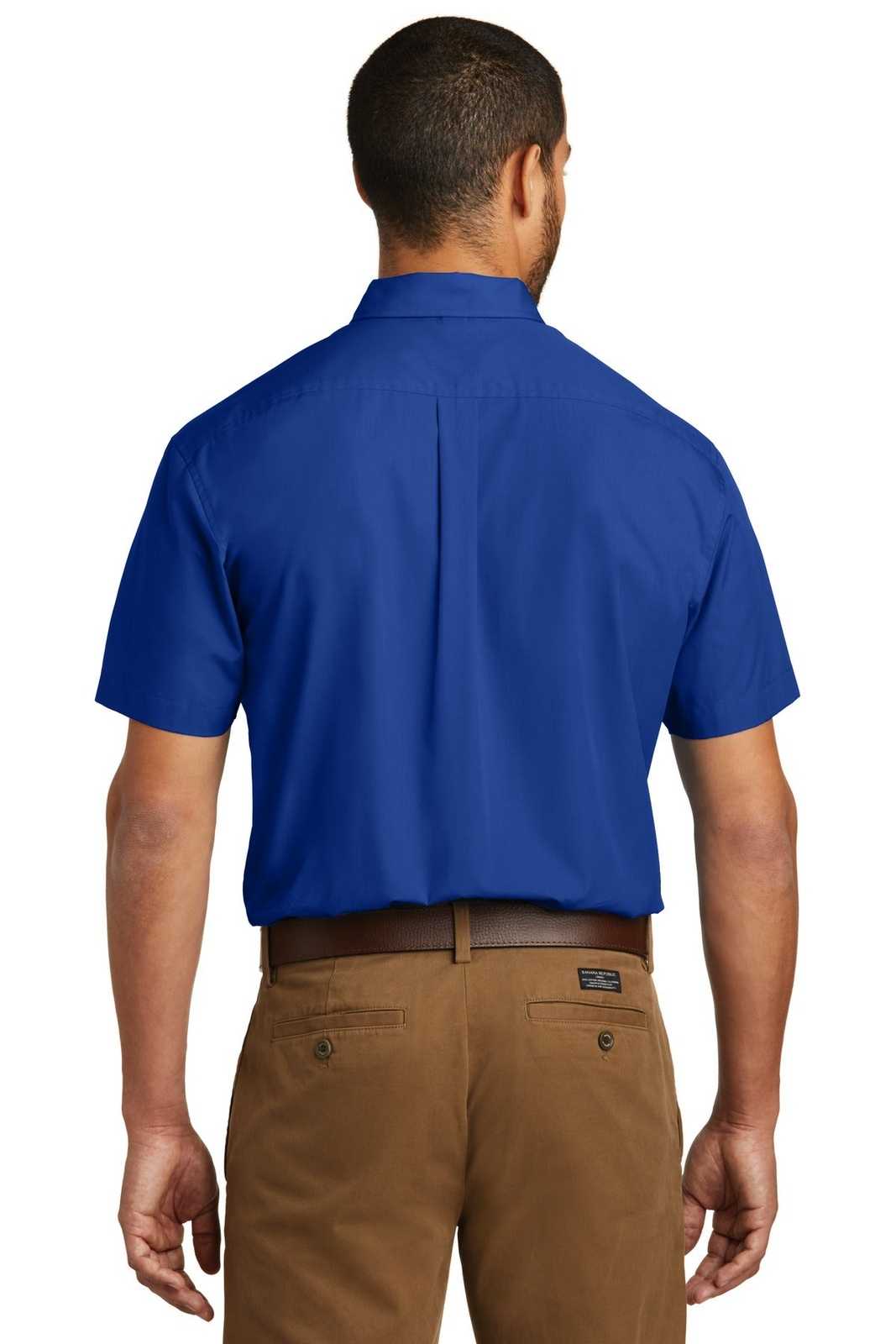 Port Authority W101 Short Sleeve Carefree Poplin Shirt - True Royal - HIT a Double - 2