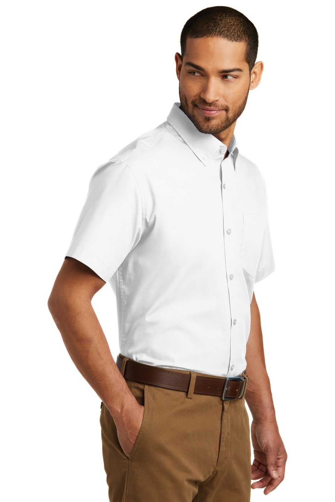 Port Authority W101 Short Sleeve Carefree Poplin Shirt - White - HIT a Double - 4