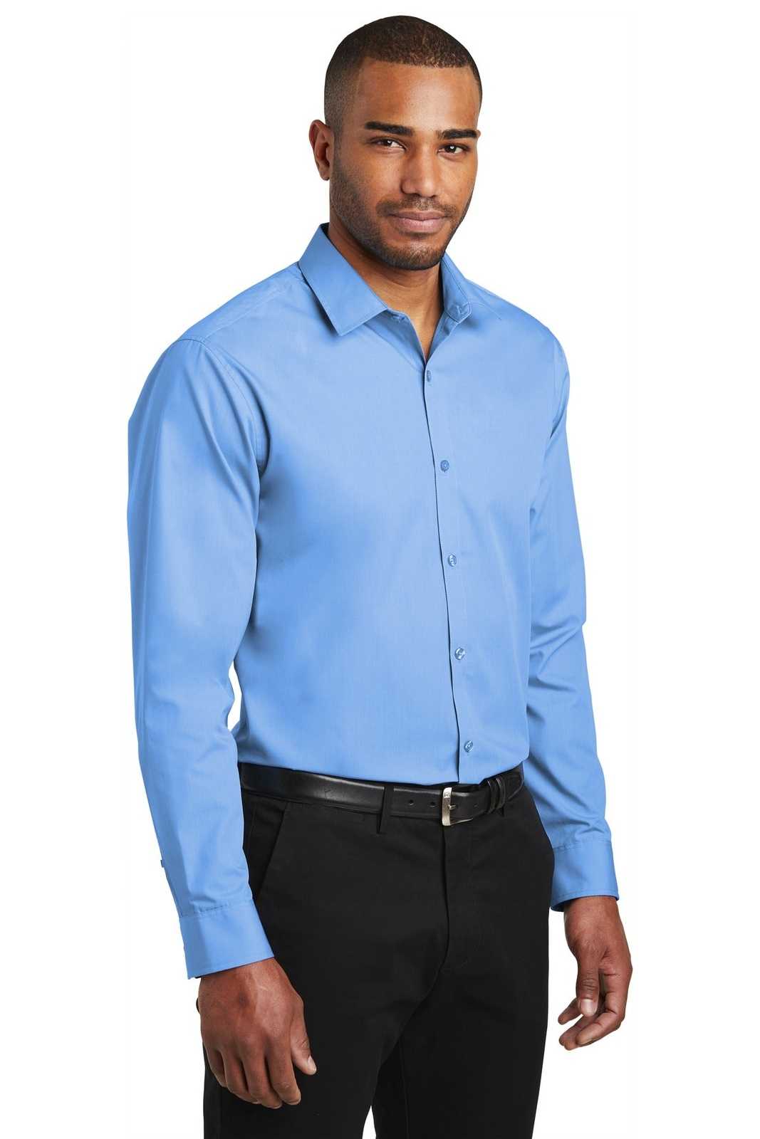 Port Authority W103 Slim Fit Carefree Poplin Shirt - Carolina Blue - HIT a Double - 4