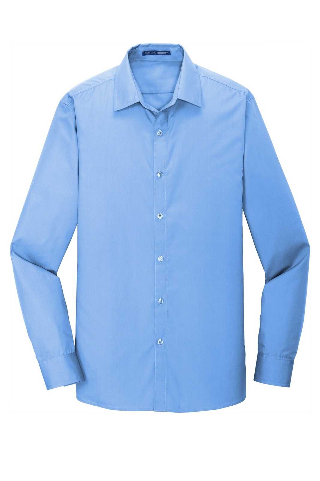 Port Authority W103 Slim Fit Carefree Poplin Shirt - Carolina Blue - HIT a Double - 5