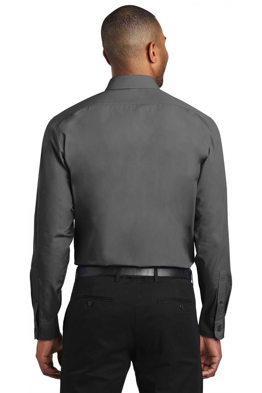 Port Authority W103 Slim Fit Carefree Poplin Shirt - Graphite - HIT a Double - 1