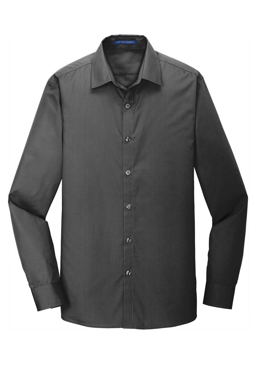 Port Authority W103 Slim Fit Carefree Poplin Shirt - Graphite - HIT a Double - 5