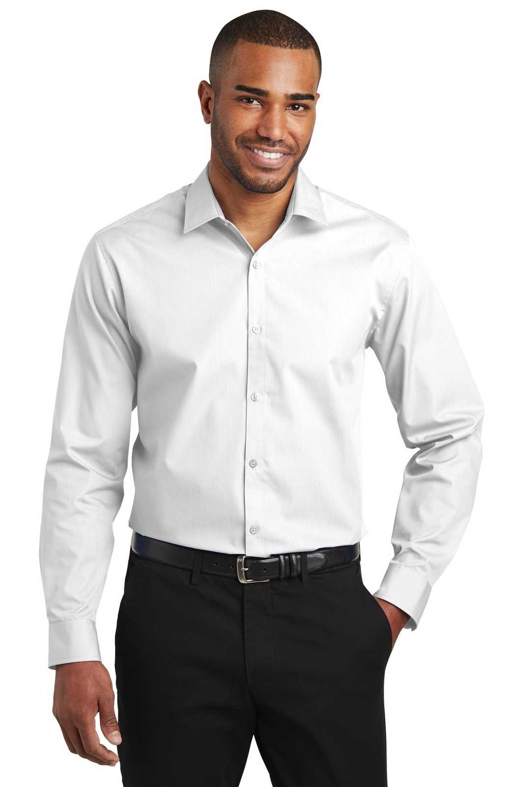 Port Authority W103 Slim Fit Carefree Poplin Shirt - White - HIT a Double - 1