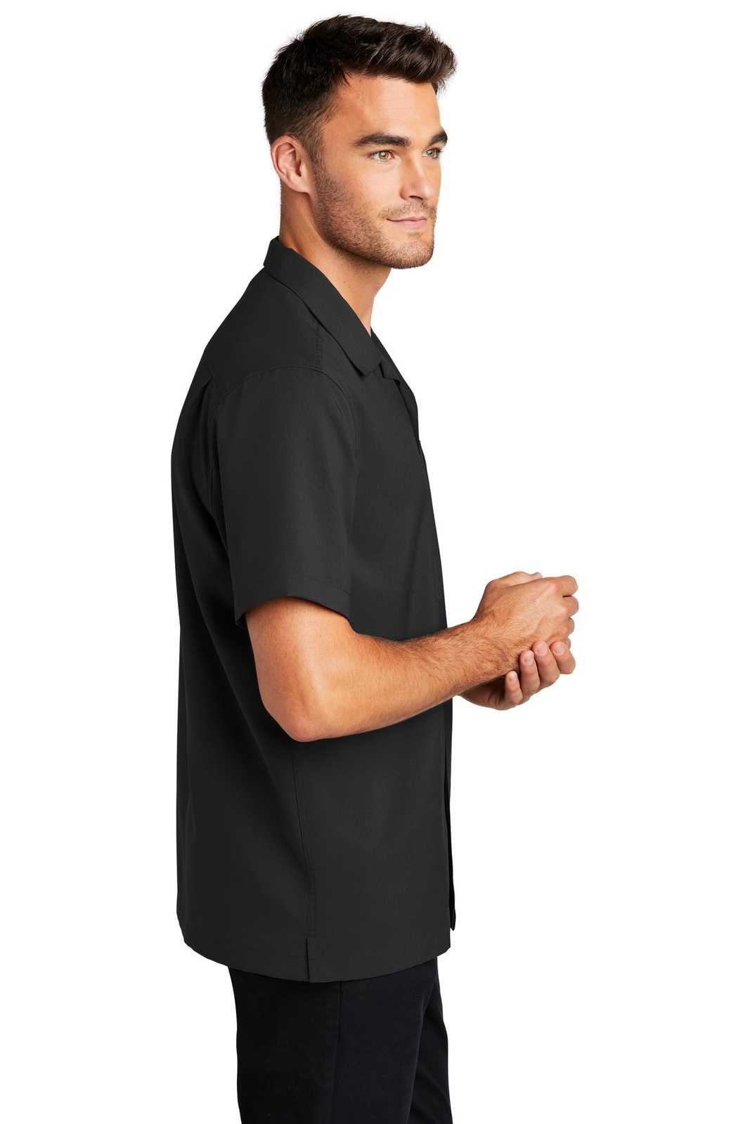 Port Authority W400 Short Sleeve Performance Staff Shirt - Black - HIT a Double - 3