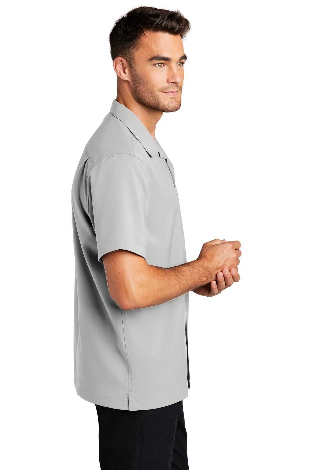 Port Authority W400 Short Sleeve Performance Staff Shirt - Silver - HIT a Double - 3