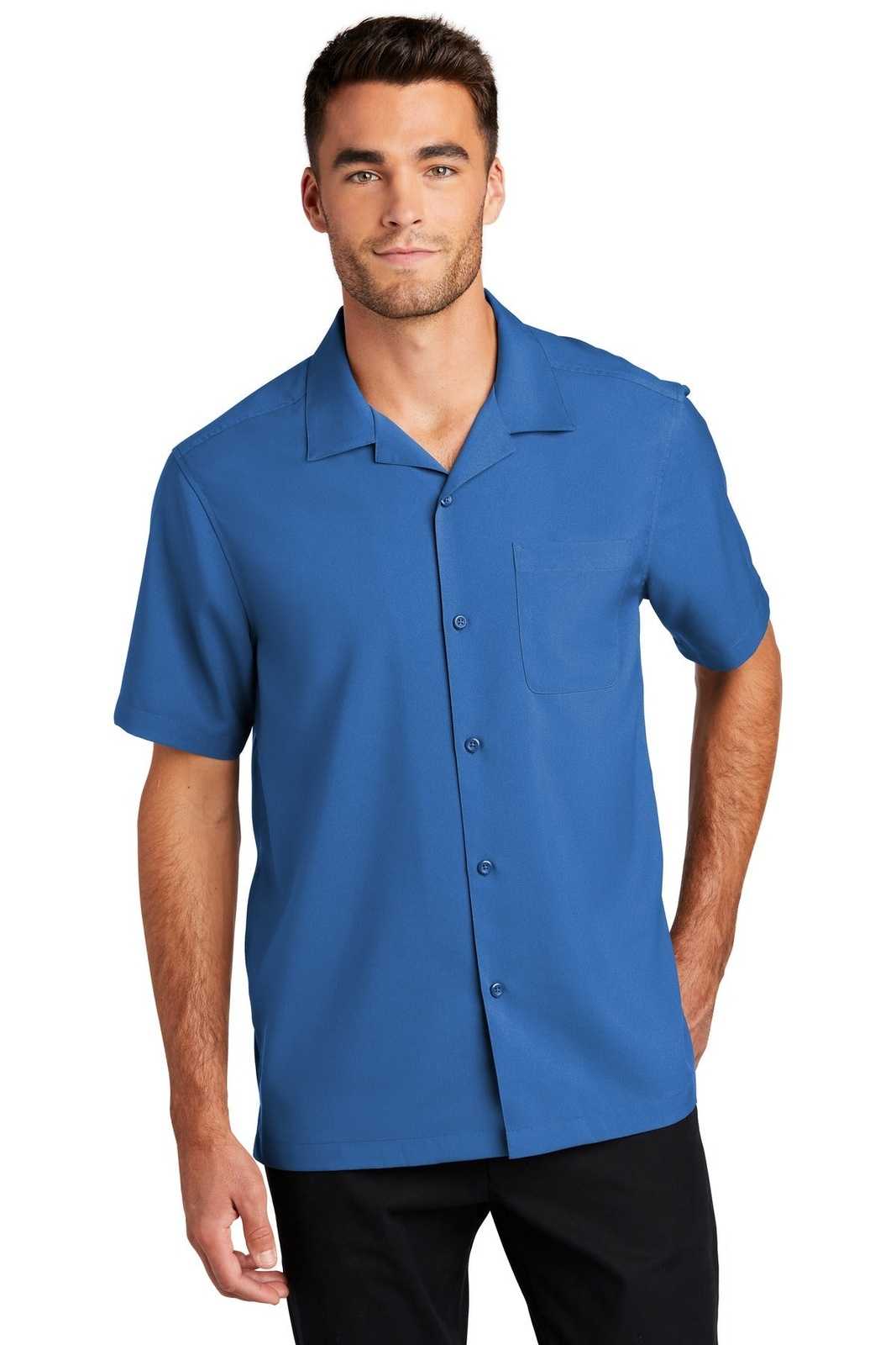 Port Authority W400 Short Sleeve Performance Staff Shirt - True Blue - HIT a Double - 1