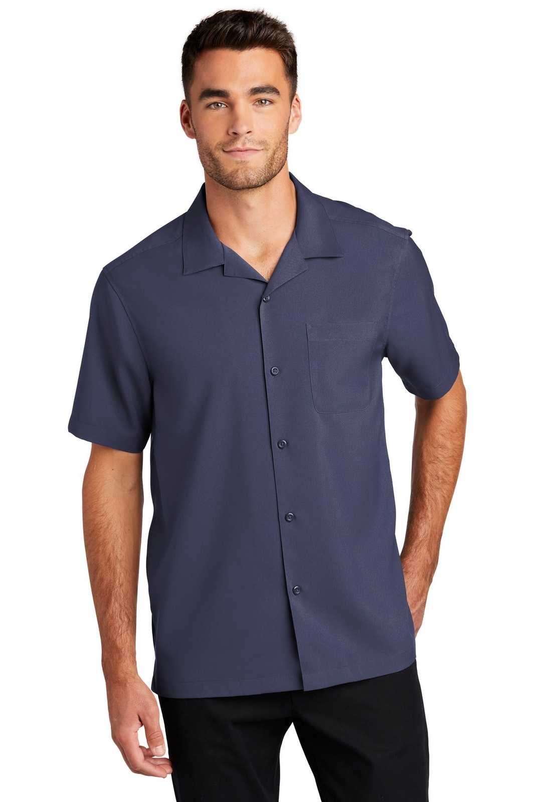 Port Authority W400 Short Sleeve Performance Staff Shirt - True Navy - HIT a Double - 1