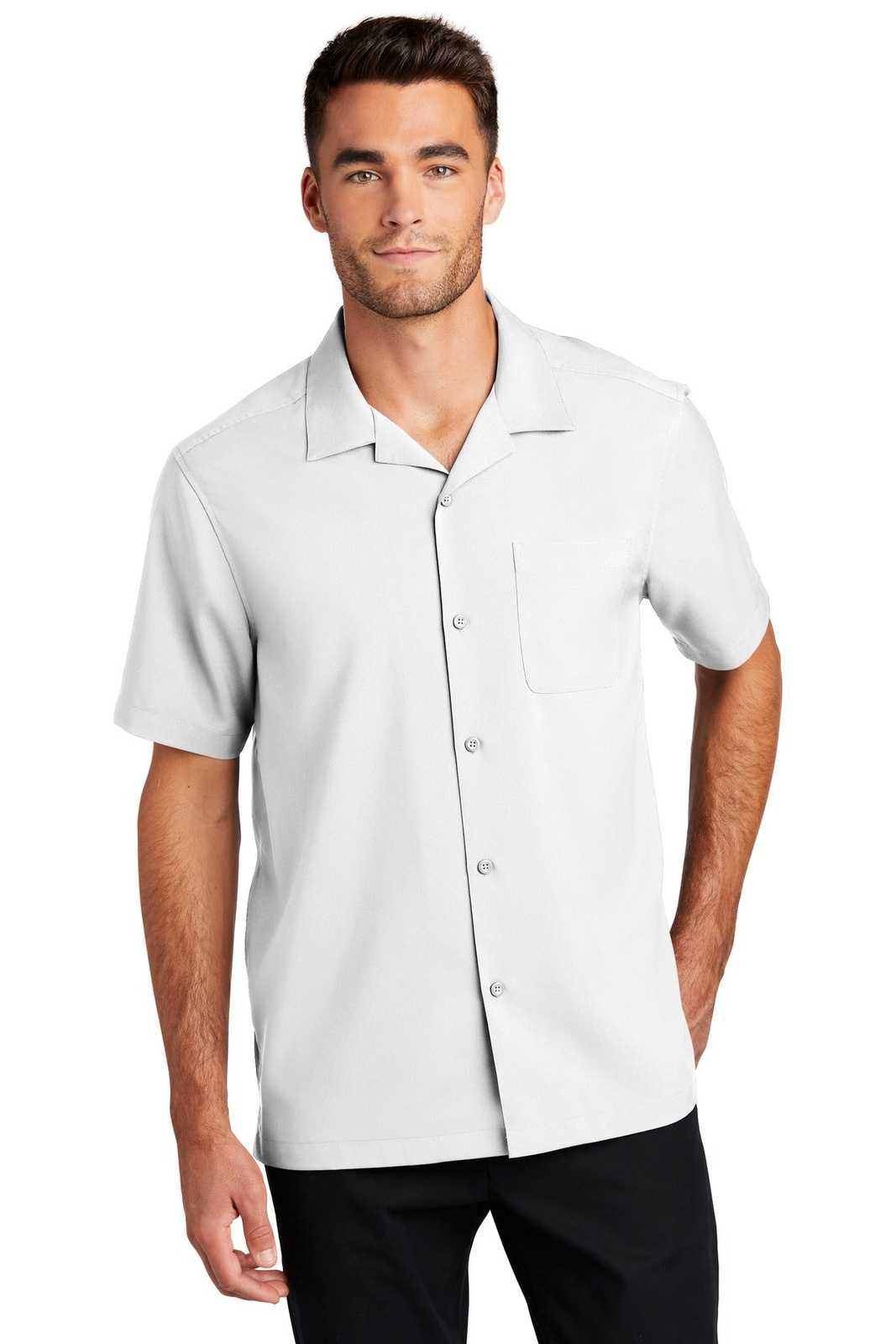 Port Authority W400 Short Sleeve Performance Staff Shirt - White - HIT a Double - 1