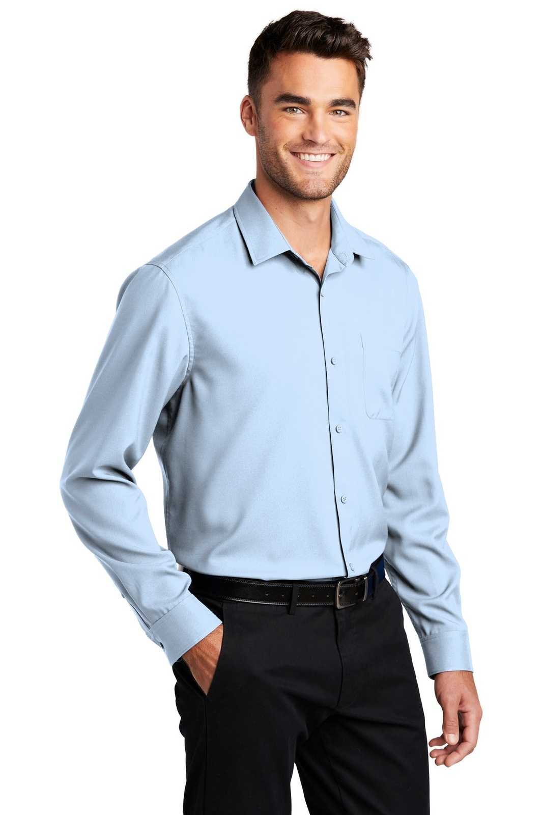 Port Authority W401 Long Sleeve Performance Staff Shirt - Cloud Blue - HIT a Double - 4