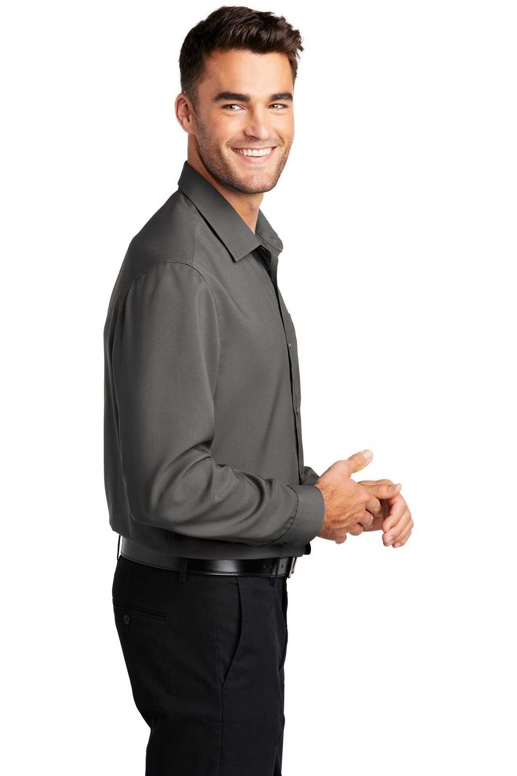 Port Authority W401 Long Sleeve Performance Staff Shirt - Graphite - HIT a Double - 3