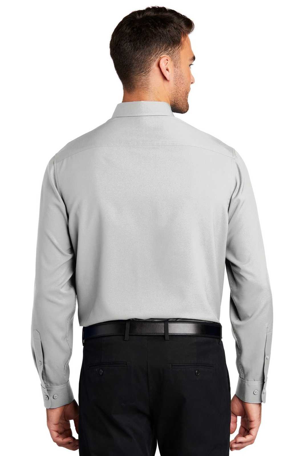 Port Authority W401 Long Sleeve Performance Staff Shirt - Silver - HIT a Double - 2