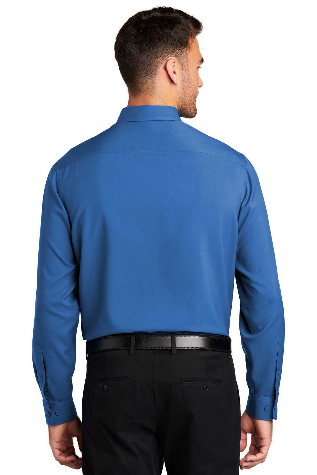 Port Authority W401 Long Sleeve Performance Staff Shirt - True Blue - HIT a Double - 1