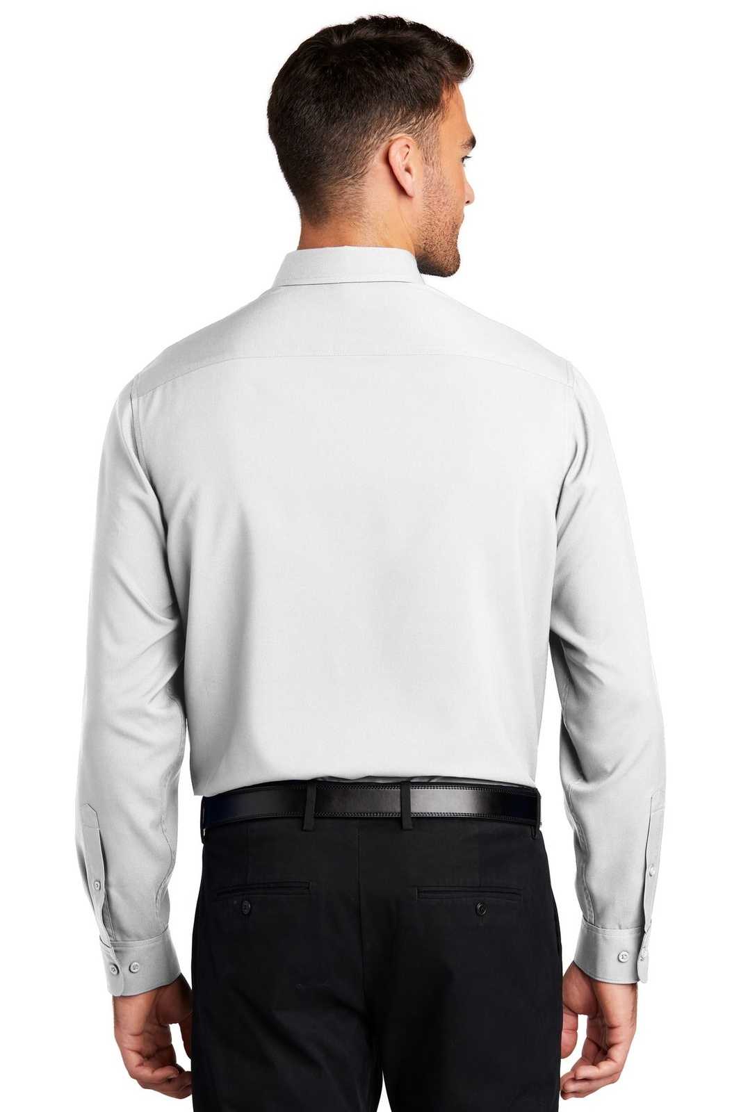 Port Authority W401 Long Sleeve Performance Staff Shirt - White - HIT a Double - 1