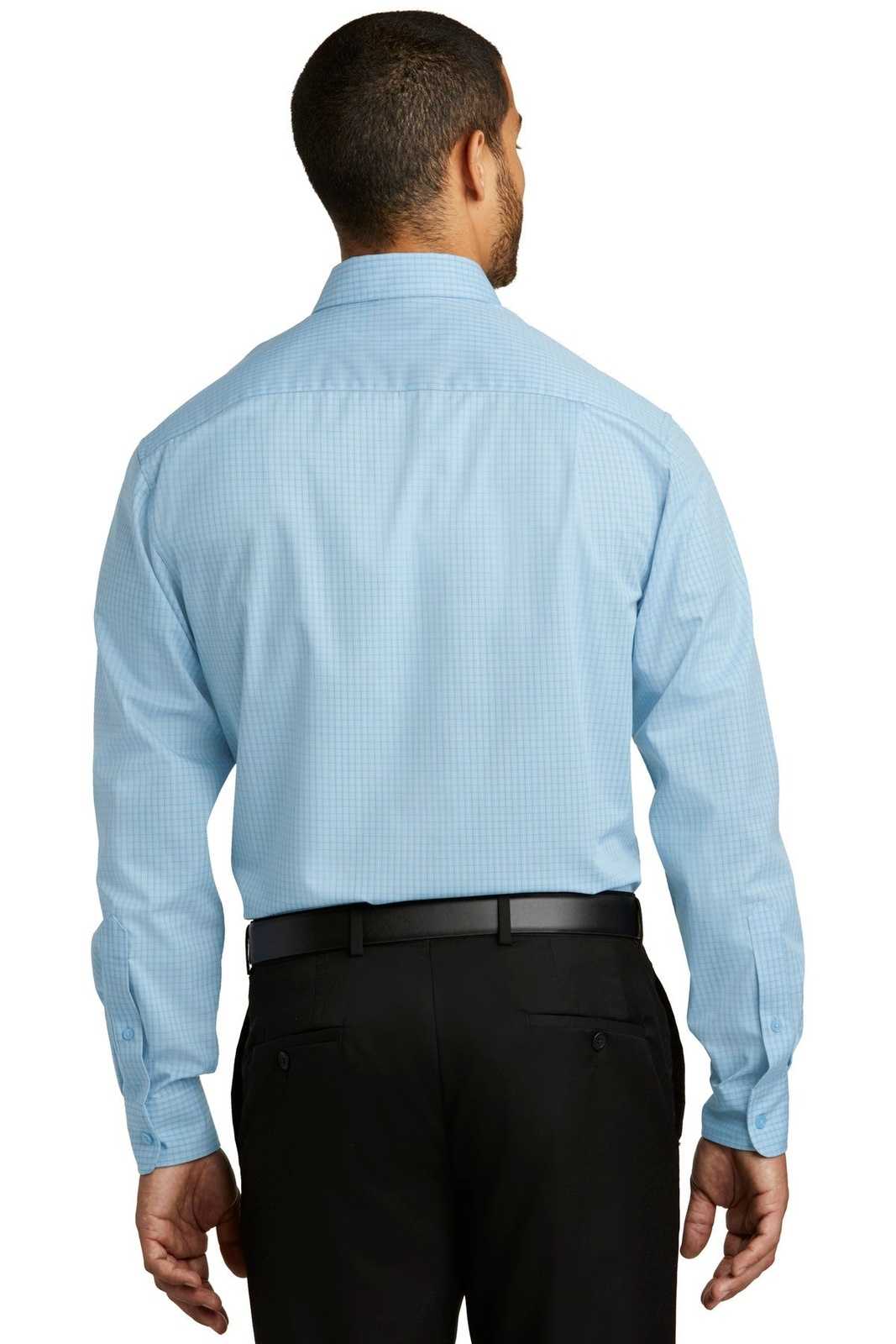 Port Authority W643 Micro Tattersall Easy Care Shirt - Heritage Blue Royal - HIT a Double - 2