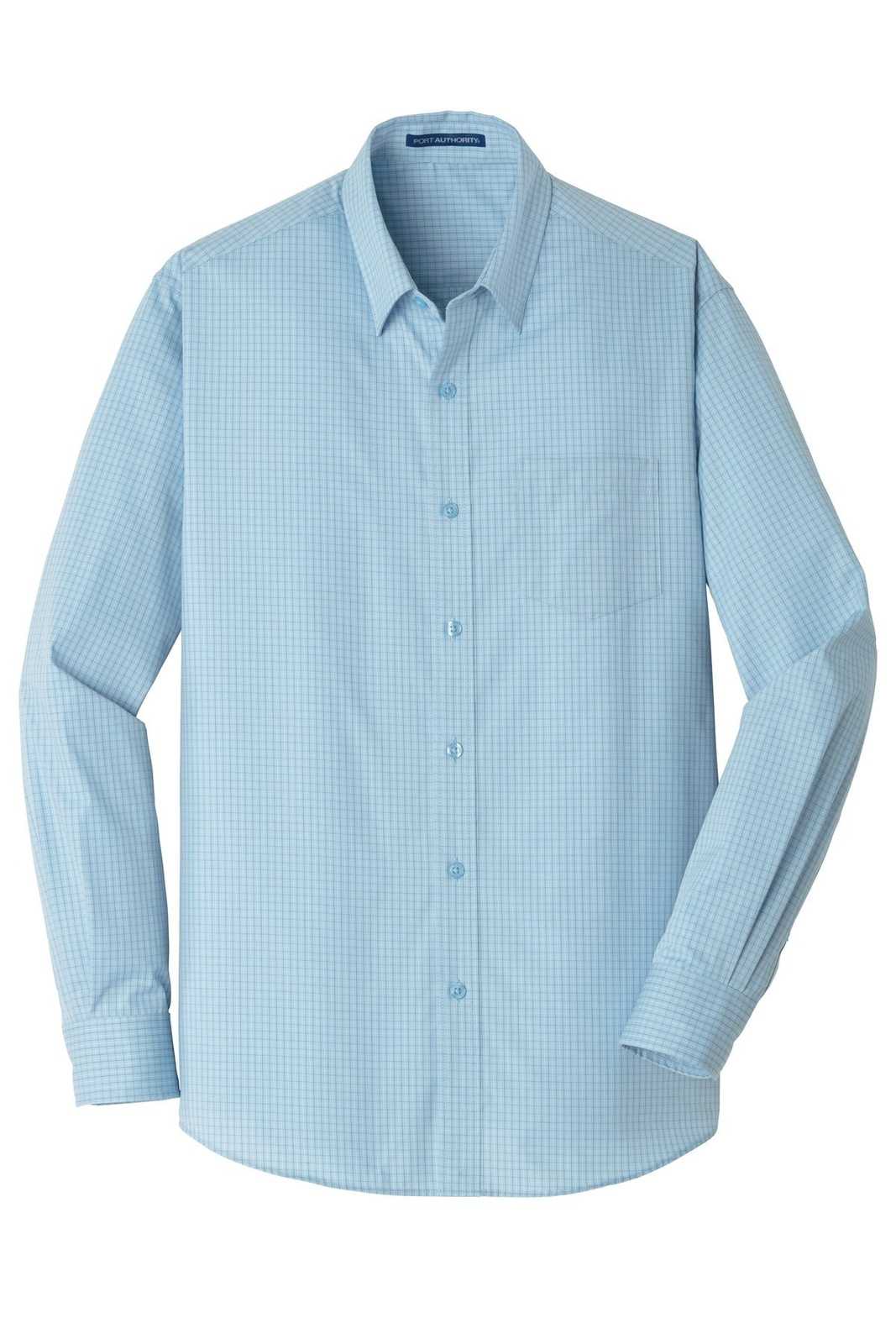 Port Authority W643 Micro Tattersall Easy Care Shirt - Heritage Blue Royal - HIT a Double - 5
