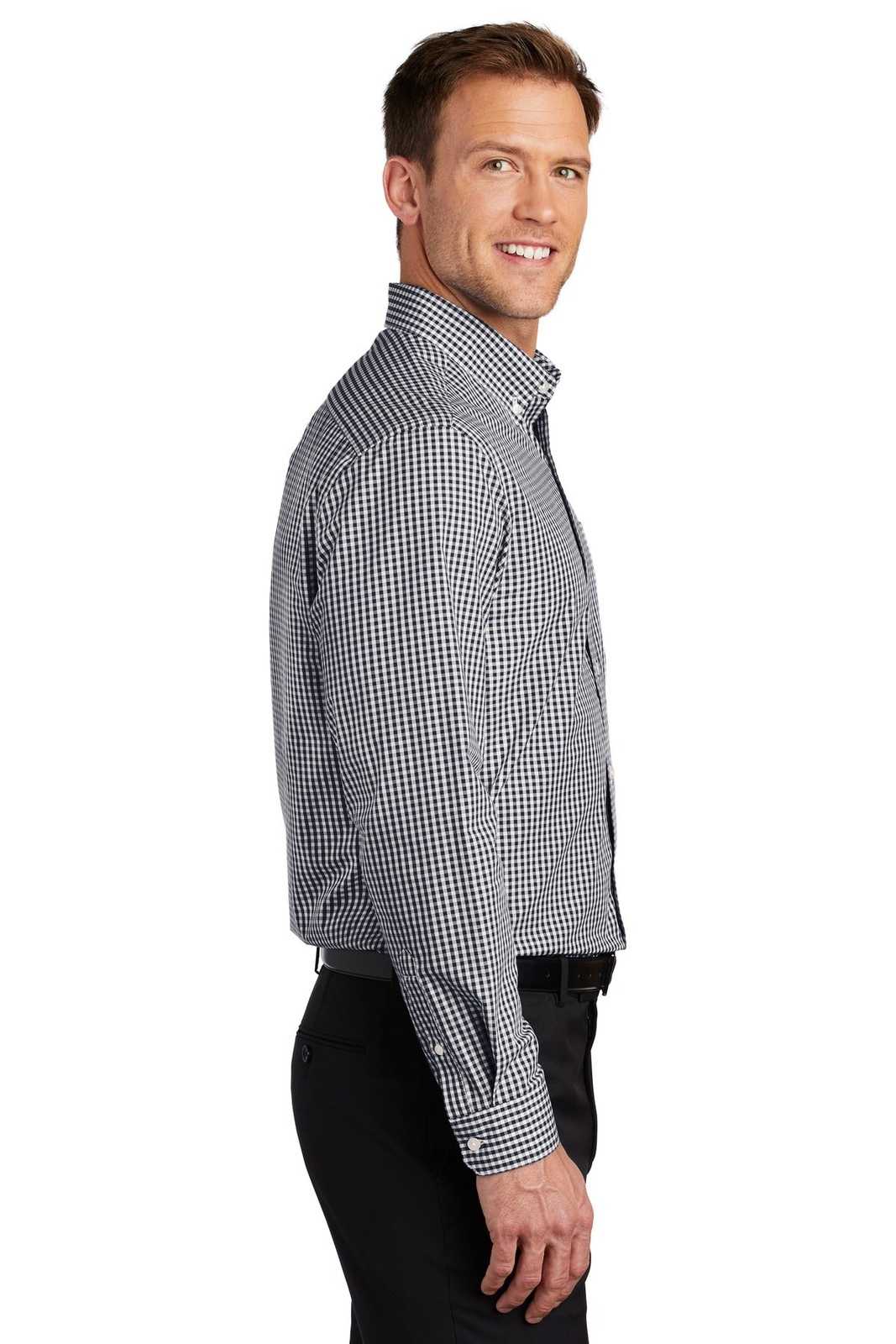 Port Authority W644 Broadcloth Gingham Easy Care Shirt - Black White - HIT a Double - 3