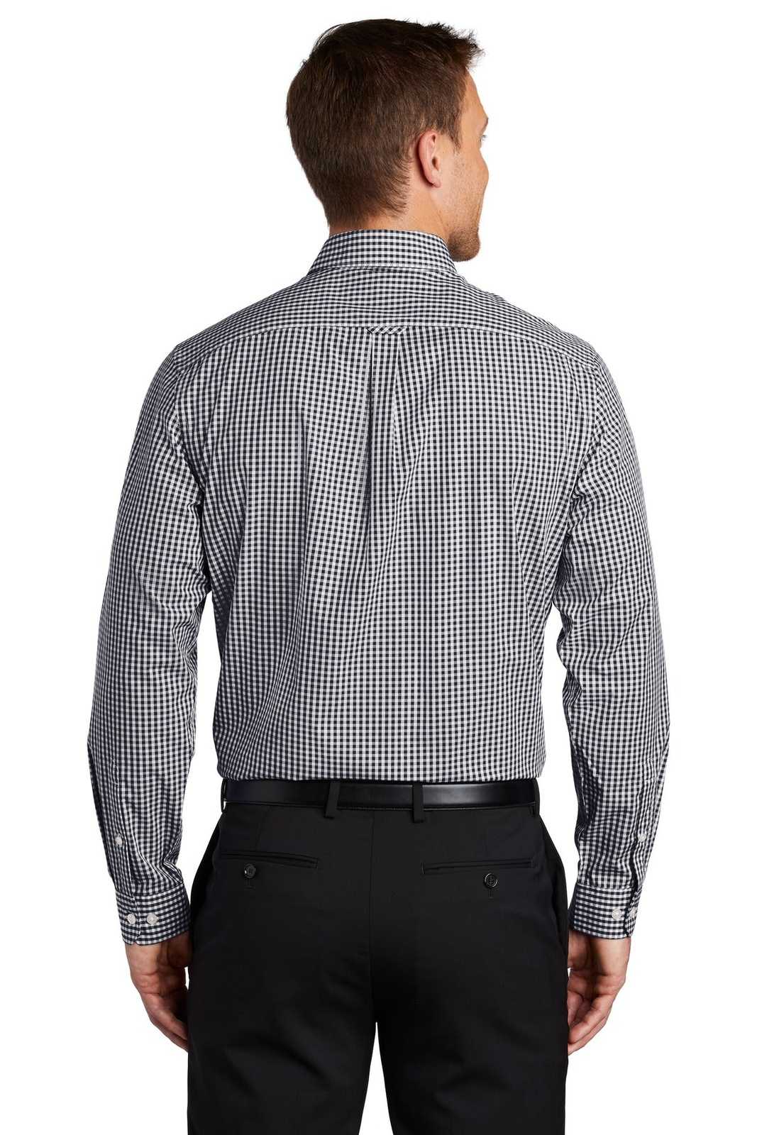Port Authority W644 Broadcloth Gingham Easy Care Shirt - Black White - HIT a Double - 2