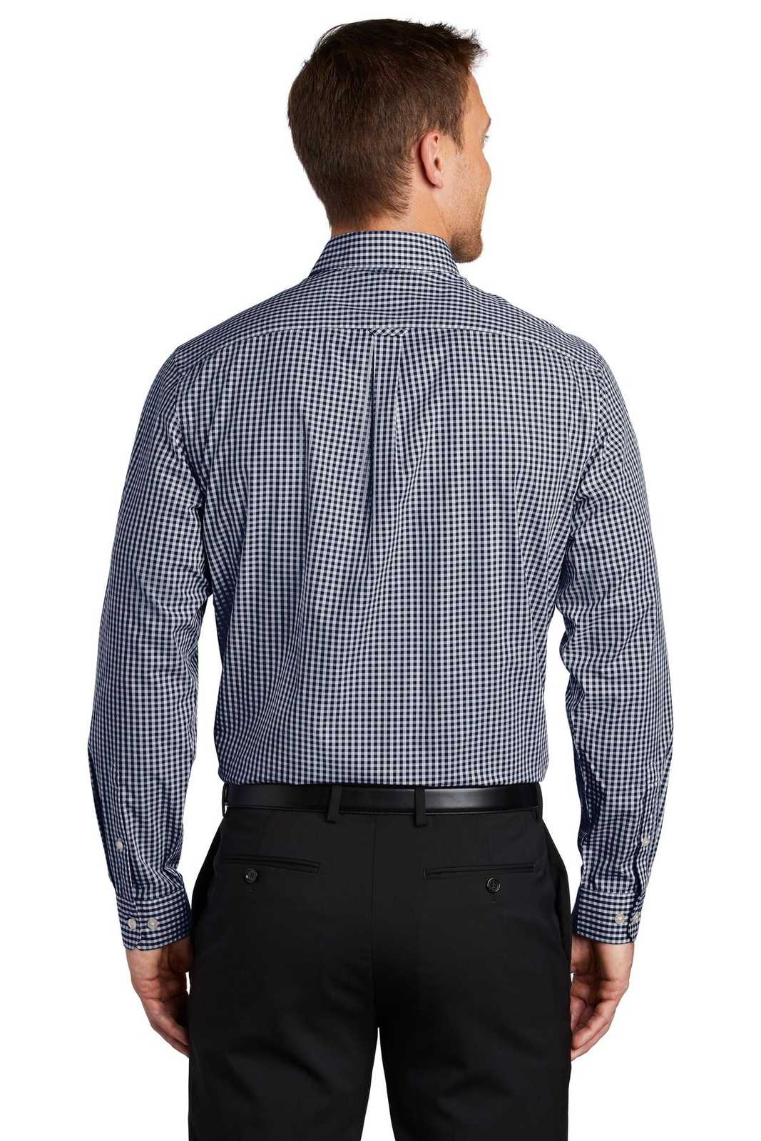 Port Authority W644 Broadcloth Gingham Easy Care Shirt - True Navy White - HIT a Double - 2