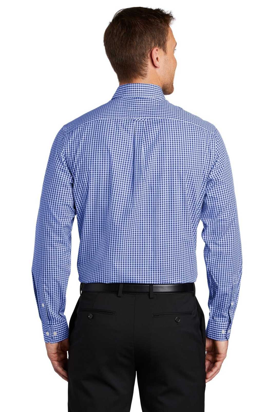 Port Authority W644 Broadcloth Gingham Easy Care Shirt - True Royal White - HIT a Double - 2